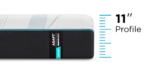 Corner of Adapt mattress with ruler that says "11 inch profile"