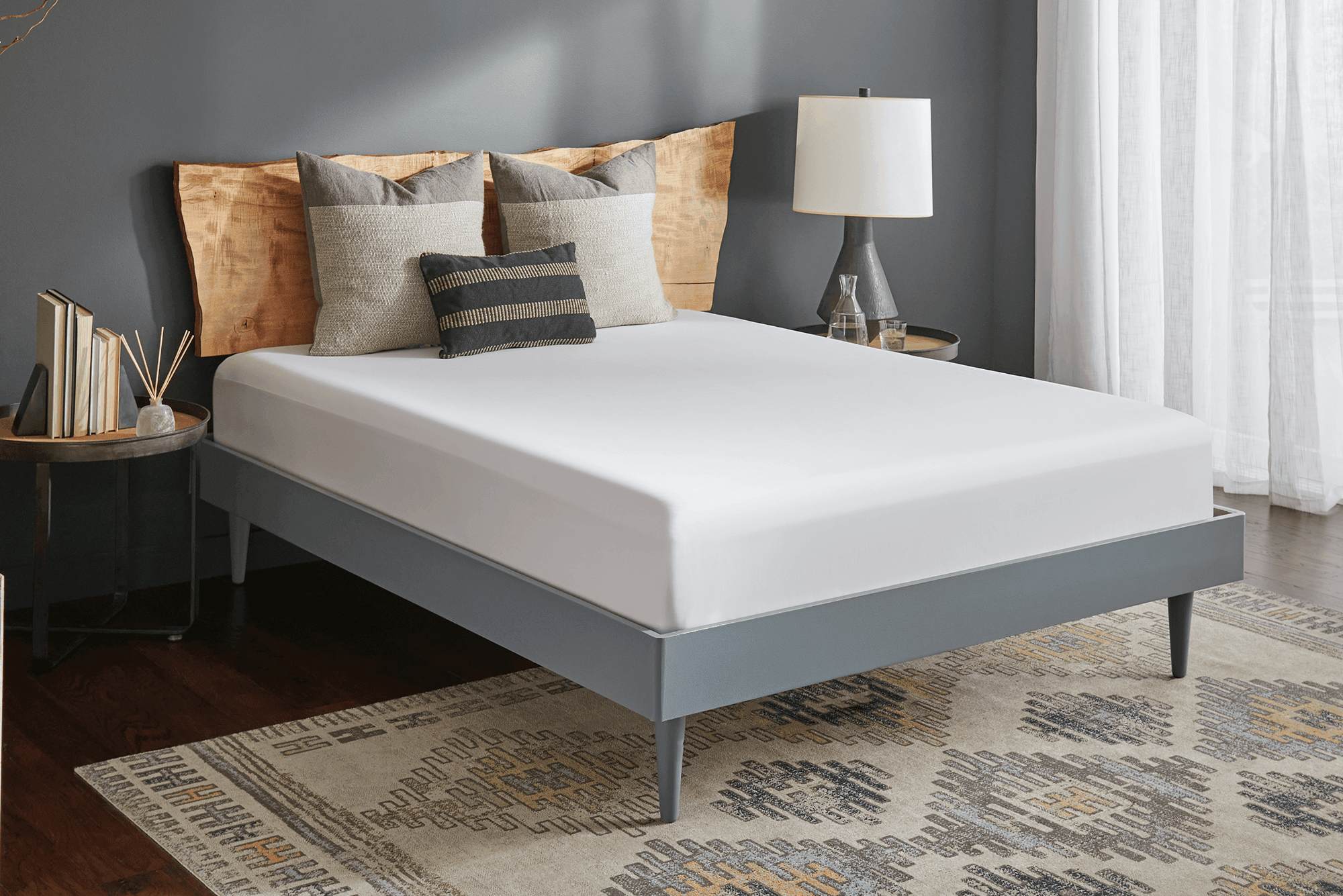 dressed bed with mattress protector
