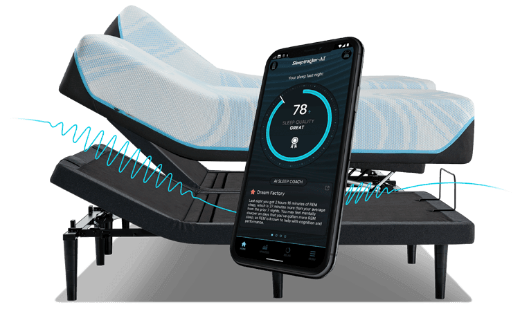 Split King mattress on a Base with a Smart Phone