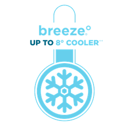 Thermometer graphic with snowflake that reads Breeze: up to 8 degrees cooler with two plus symbols