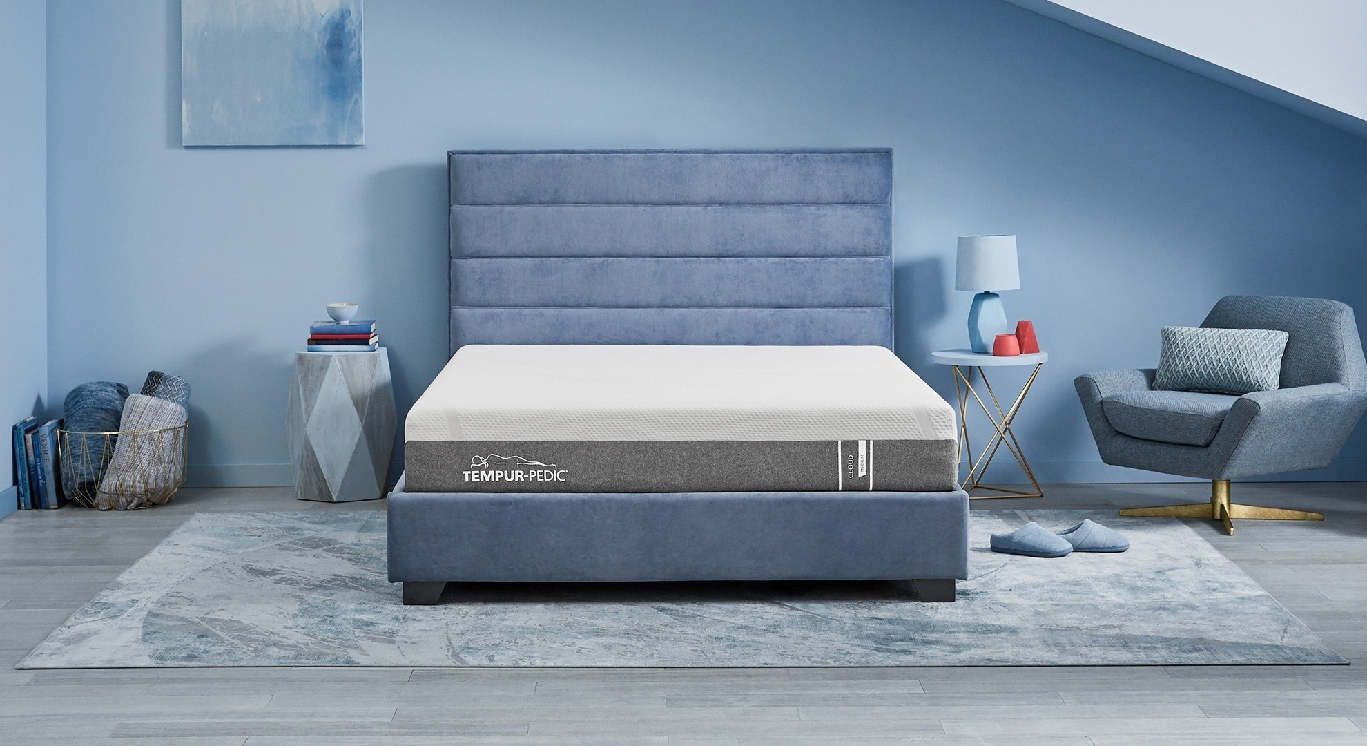 Cloud mattress in a styled room